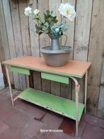 Oude vintage tafel, werktafel, 2 laags tafel, groen, Ophalen