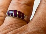 Zilveren ring Emaille bordeaux, 18 tot 19, Gebruikt, Verzenden, Dame