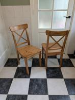 Twee houten Ikea Ingolf stoelen keukenstoelen, Huis en Inrichting, Ophalen, Twee, Bruin, Zo goed als nieuw