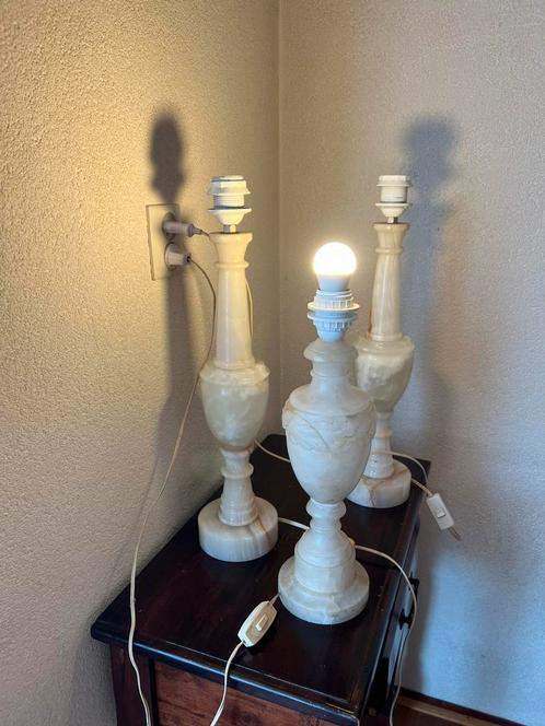 Alabasten tafellamp 3 stuks, stevige robuuste lampen, Huis en Inrichting, Lampen | Tafellampen, Zo goed als nieuw, 50 tot 75 cm