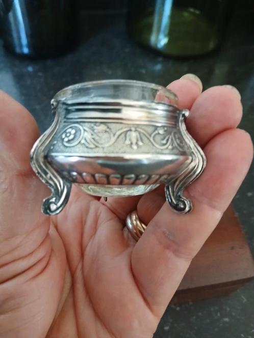 Antiek zout / mosterd of kaviaar potje in houder, Antiek en Kunst, Antiek | Goud en Zilver, Verzenden