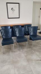 Eetkamerstoelen !! 6 stuks voor €145,-, Huis en Inrichting, Stoelen, Ophalen, Gebruikt, Blauw, Leer