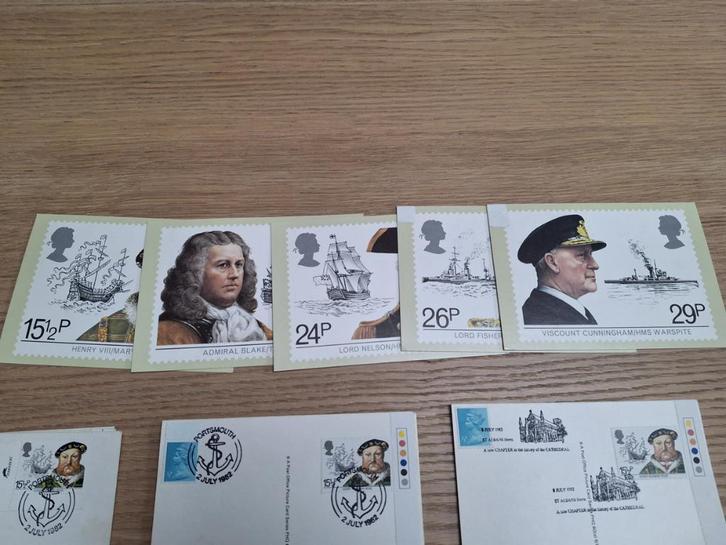 postzegel engeland zeehelden  serie van 5, Postzegels en Munten, Postzegels | Europa | UK, Gestempeld, Verzenden