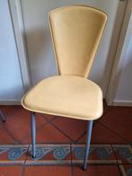 Vier leren eetkamerstoelen, design, geel, Ophalen, Gebruikt, Overige kleuren, Metaal