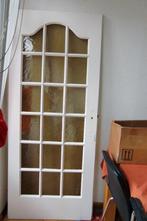 Te koop massief houten opdekdeur met glas., Doe-het-zelf en Verbouw, Deuren en Horren, Ophalen, Gebruikt, 80 tot 100 cm, Binnendeur