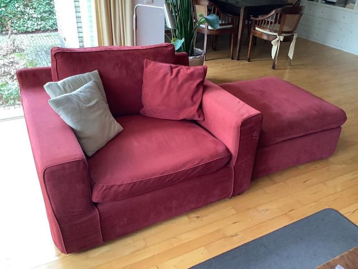 Loveseat met hocker, Huis en Inrichting, Fauteuils, Gebruikt, Ophalen