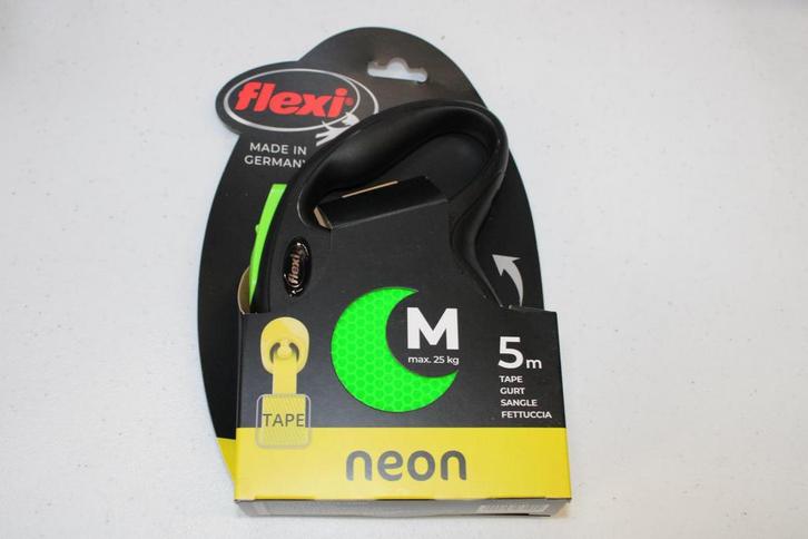 Flexi TAPE neon M 5m max 25KG groen, Dieren en Toebehoren, Hondenriemen, Nieuw, Hondenriem, Ophalen of Verzenden