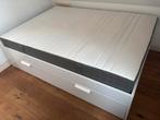 IKEA Brimnes bed 140x200 + fijn matras (al verkocht), Ophalen, Gebruikt, Wit, Tweepersoons