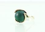 Vintage gouden ring met malachiet, Sieraden, Tassen en Uiterlijk, Antieke sieraden, Ophalen of Verzenden, Goud, Ring, Met edelsteen