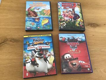 4 DVD kinderfilms Cars, platvoet , de Pinguïns, cloudy 