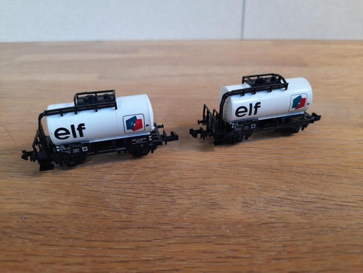 Minitrix ketelwagons ELF, Hobby en Vrije tijd, Modeltreinen | N-Spoor, Zo goed als nieuw, Wagon, Gelijkstroom, Trix, Analoog, Ophalen of Verzenden