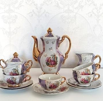 VINTAGE BAVARIA KOFFIE/THEE set met FRAGONARD DECOR beschikbaar voor biedingen