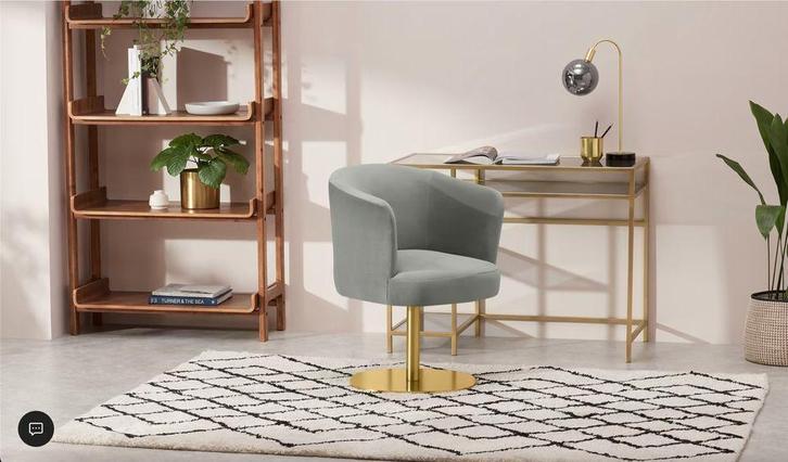 Made messing bureaustoel velvet goud fluweel jade sage, Huis en Inrichting, Stoelen, Zo goed als nieuw, Eén, Stof, Overige materialen