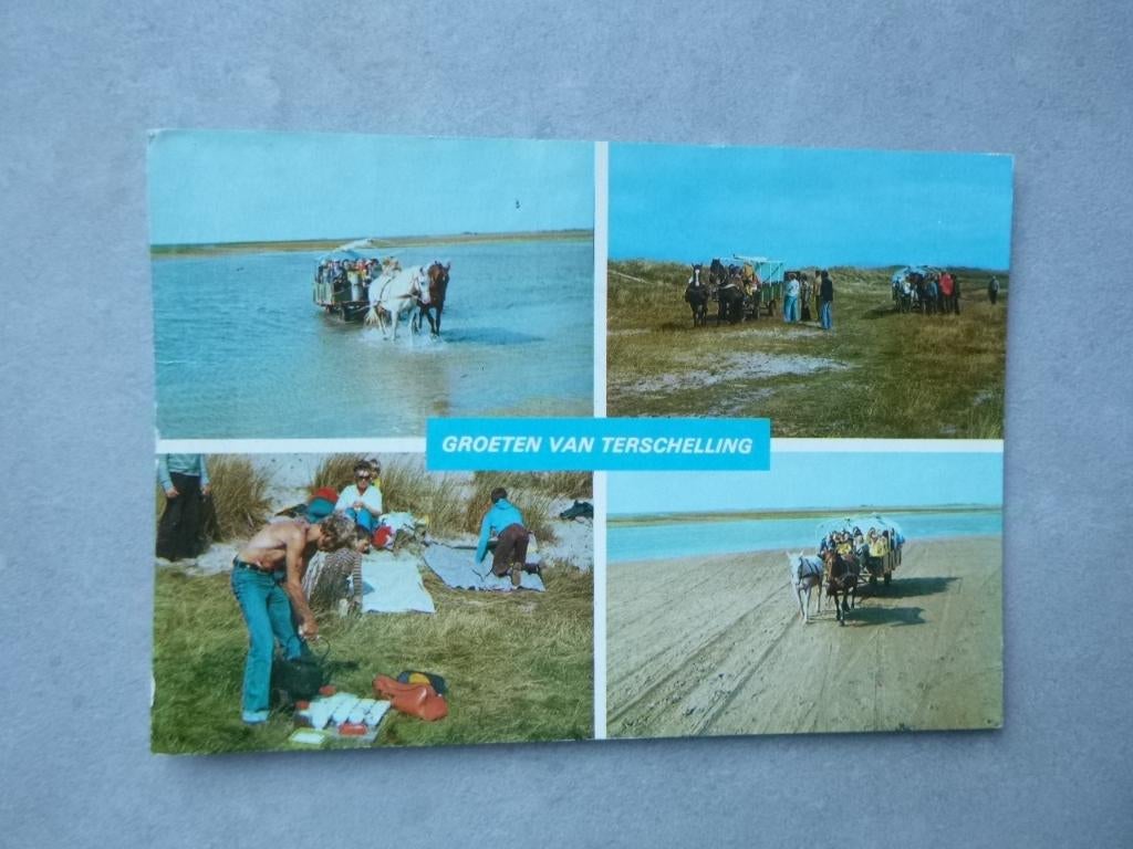 Terschelling, groeten van, huifkar, Verzenden, 1980 tot heden, Gelopen, Waddeneilanden