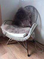 Vintage Rotan Stoel - met kussen riet beach 50s mid century, Ophalen, Gebruikt, Mid century, Riet of Rotan