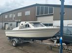 Visboot/consoleboot incl trailer, Watersport en Boten, Vis- en Consoleboten, Benzine, Buitenboordmotor, Polyester, Gebruikt