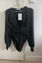 Zwarte bodystocking lange mouw smok maat m, Kleding | Dames, Ophalen of Verzenden, Zo goed als nieuw, Zwart, Lange mouw