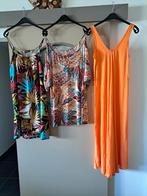 Zomerjurk, mt 42, lang en kort, Kleding | Dames, Jurken, Maat 42/44 (L), Oranje, Ophalen of Verzenden, Zo goed als nieuw