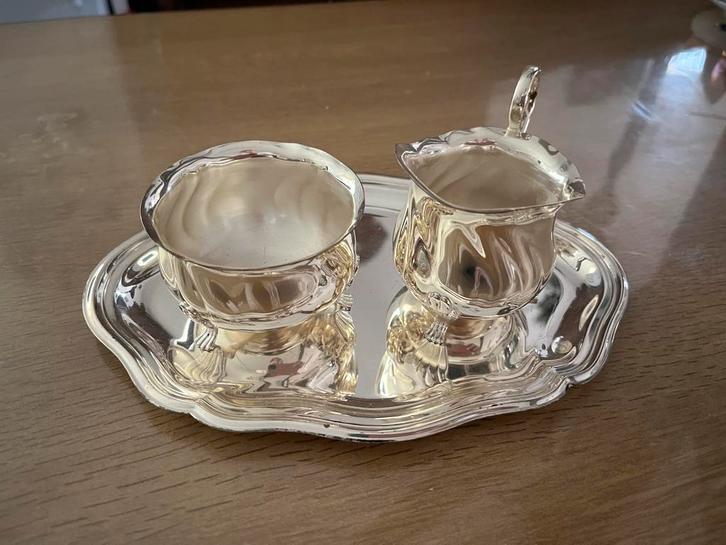 Zilveren Roomstelletje en Kopje, Antiek en Kunst, Antiek | Goud en Zilver, Zilver, Ophalen of Verzenden
