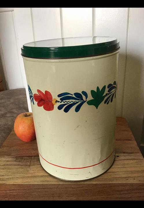 Groot blik v Tomado met boerenbont motief 29 cm hoog deukjes, Verzamelen, Blikken, Overige merken, Ophalen of Verzenden