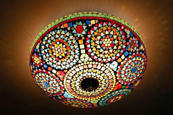 Verschillende Oosterse glasmozaiek plafonnaire plafondlamp, Huis en Inrichting, Lampen | Plafondlampen, Nieuw, Glas, Metaal, Ophalen of Verzenden