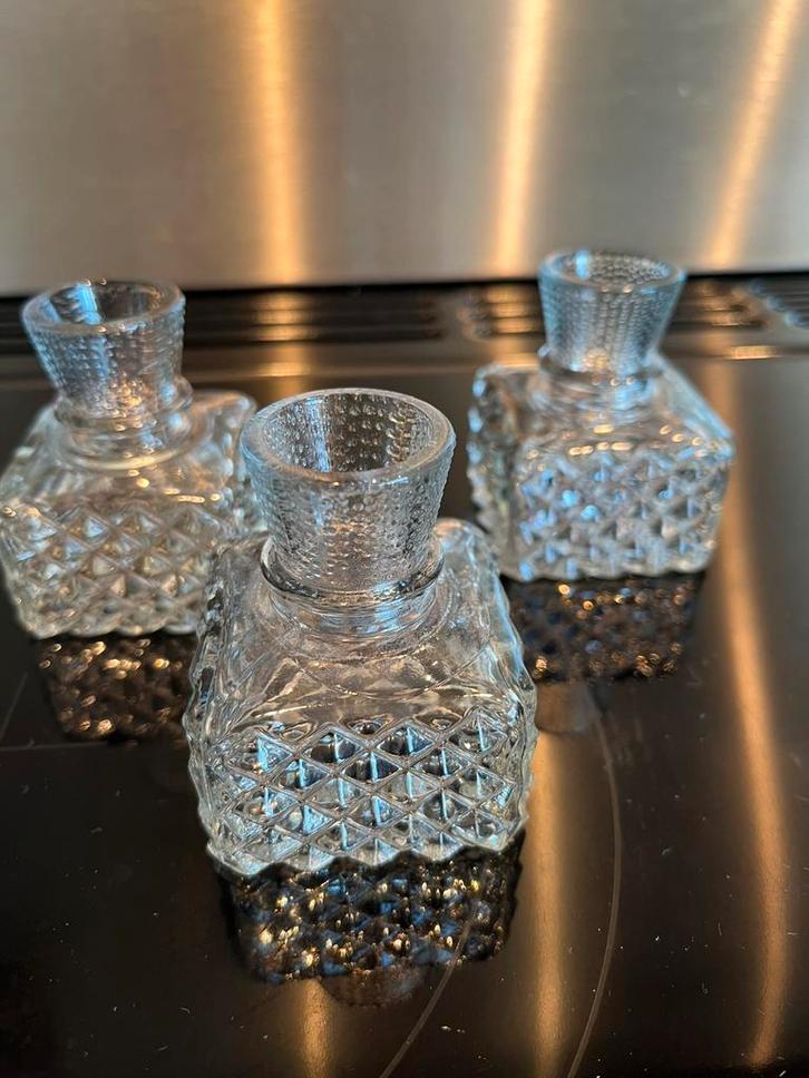 Inktpotten persglas wafelpatroon antiek, Antiek en Kunst, Antiek | Glas en Kristal, Ophalen of Verzenden