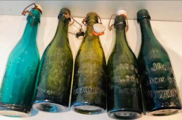 5 antieke Beugel bier flessen,Hobsor,Hertog,Orlent,2x Jacobs beschikbaar voor biedingen