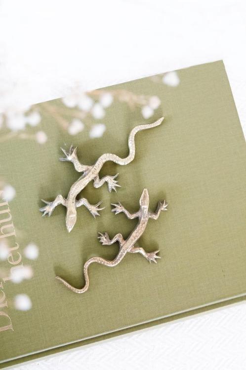 Messing salamanders/ hagedissen (set van 2), Antiek en Kunst, Antiek | Koper en Brons, Ophalen of Verzenden