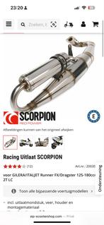 Gezocht: Scorpion Uitlaat voor Gilera/Italjet Runner, Ophalen of Verzenden, Gebruikt, Uitlaat, Overige merken