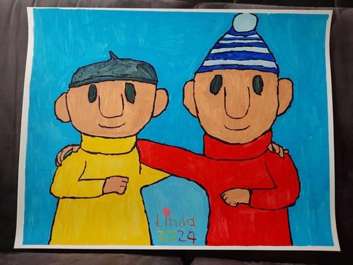 schilderij buurman en buurman  24, Antiek en Kunst, Kunst | Schilderijen | Modern, Ophalen of Verzenden