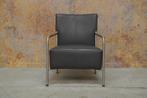 ZGANieuw! grijze leren Bert Plantagie Class design fauteuil, Minder dan 75 cm, Design, Metaal, Zo goed als nieuw