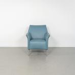1x Leolux Mayuro Fauteuil Lichtblauw Leer - Chroom, Huis en Inrichting, Fauteuils, Minder dan 75 cm, Ophalen of Verzenden, Zo goed als nieuw