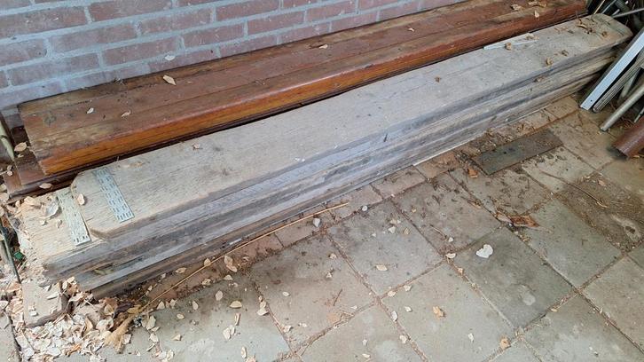 7 Steigerhouten Planken - Gebruikt, Doe-het-zelf en Verbouw, Hout en Planken, Gebruikt, Plank, Steigerhout, 200 tot 250 cm, 25 tot 50 mm