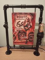 Industriële handgemaakte steampunk lamp motief route 66, Ophalen of Verzenden, Nieuw, Motoren