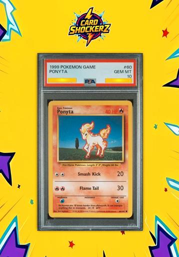 🟣 PSA 10 Ponyta #60 Pokémon Base Set 1999 🟣 beschikbaar voor biedingen