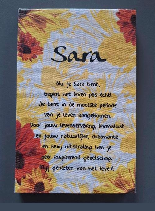 Sarah tekst op canvas voor de 50 jarige Sara nog 48 stuks, Hobby en Vrije tijd, Feestartikelen, Nieuw, Versiering, Verjaardag