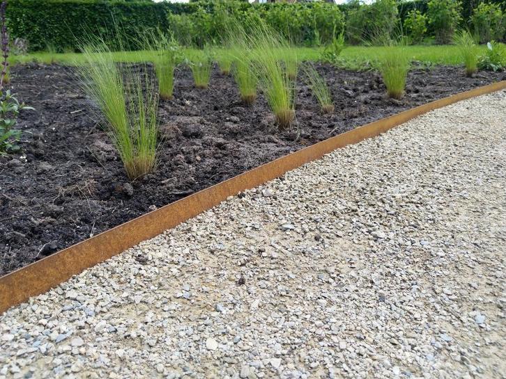 Corentstaal rechte borderrand 2mm, 12,5 cm hoog prijs/meter, Tuin en Terras, Bielzen en Borders, Nieuw, Overige typen, Overige materialen