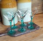 Vintage Luminarc turquoise martini glazen - set van 6, Antiek en Kunst, Antiek | Glas en Kristal, Ophalen of Verzenden