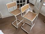 3x barkruk webbing buisframe stoelen, Huis en Inrichting, Barkrukken, Ophalen, Gebruikt, Hout, 60 tot 90 cm