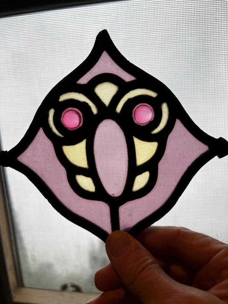 2 x Glas in Lood "Uiltjes"., Huis en Inrichting, Woonaccessoires | Wanddecoraties, Zo goed als nieuw, Ophalen of Verzenden