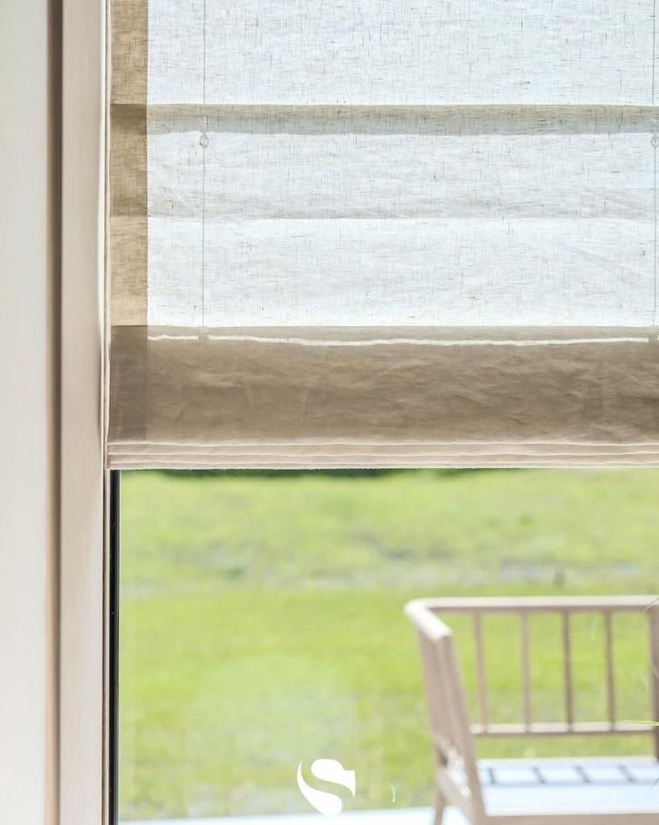 Linnen Vouwgordijn - Natuurlijke Look, Huis en Inrichting, Stoffering | Gordijnen en Lamellen, Nieuw, 100 tot 150 cm, 100 tot 150 cm