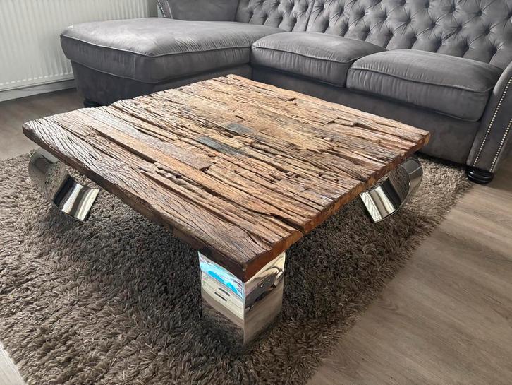 Stoere robuuste Railway Tafel, Huis en Inrichting, Tafels | Salontafels, Zo goed als nieuw, 50 tot 75 cm, 50 tot 100 cm, 200 cm of meer