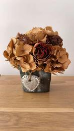 Grijze bloempot met gedroogde bloemen (hortensia’s en rozen), Huis en Inrichting, Woonaccessoires | Droogbloemen, Ophalen of Verzenden