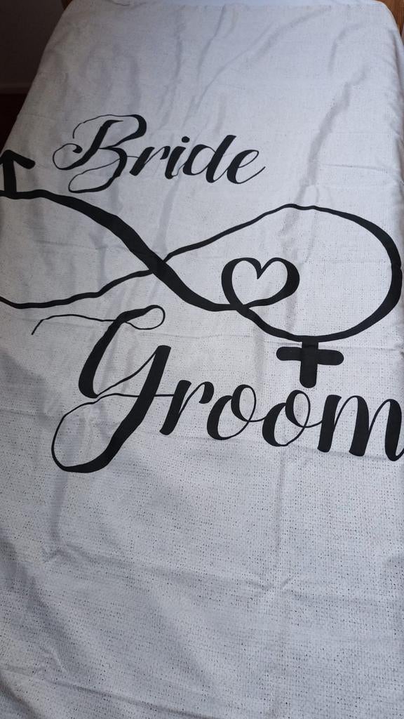 1 persoons dekbedovertrek bride & groom, Ophalen of Verzenden, Zo goed als nieuw, Eenpersoons, Dekbedovertrek