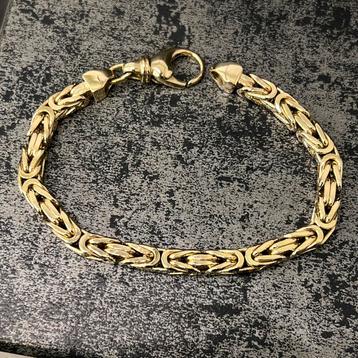 14k gouden armband koningsschakel massief koningsarmband beschikbaar voor biedingen
