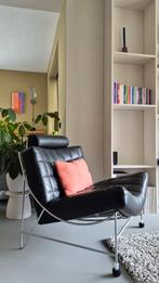 Leolux Volare fauteuil | zwart leer, Huis en Inrichting, Fauteuils, Ophalen, Gebruikt, 75 tot 100 cm, Leer