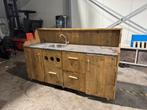 Verrijdbare Buitenkeuken Steigerhout met Wasbak, Tuin en Terras, Buitenkeukens, Ophalen, Nieuw, Houtskool, Vrijstaand