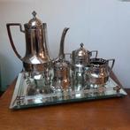 Verzilverde tinnen art deco koffiepot met toebehoren, Antiek en Kunst, Antiek | Tin, Ophalen of Verzenden