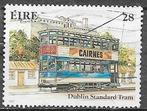 IERLAND 28p. zegel Hist.Tramlijnen - Dublin Stand. Tram 1987, Ophalen of Verzenden, Ierland, Gestempeld