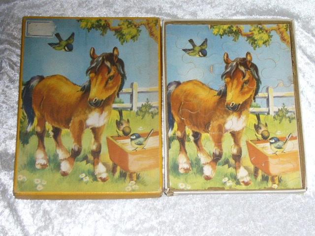 Wood Puzzel Paard/Veulen 24 Stukjes Vintage, Ophalen, 10 tot 50 stukjes, Gebruikt